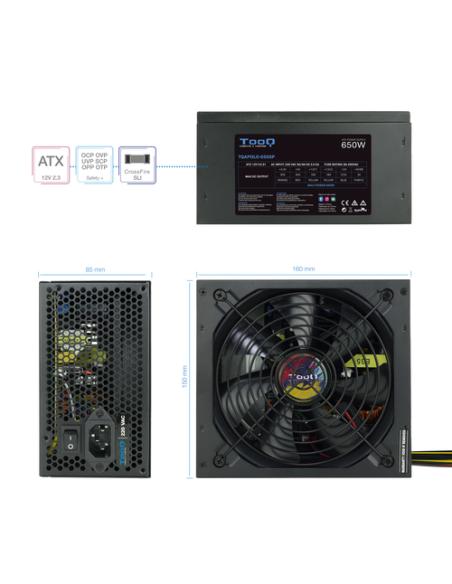 TooQ TQAPOLO-650SP unidad de fuente de alimentación 650 W 20+4 pin ATX ATX Negro