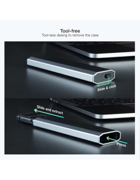 TooQ Shura Caja externa para unidad de estado sólido (SSD) Gris M.2