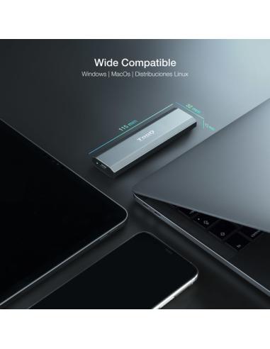 TooQ Shura Caja externa para unidad de estado sólido (SSD) Gris M.2