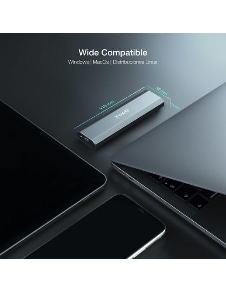 TooQ Shura Caja externa para unidad de estado sólido (SSD) Gris M.2