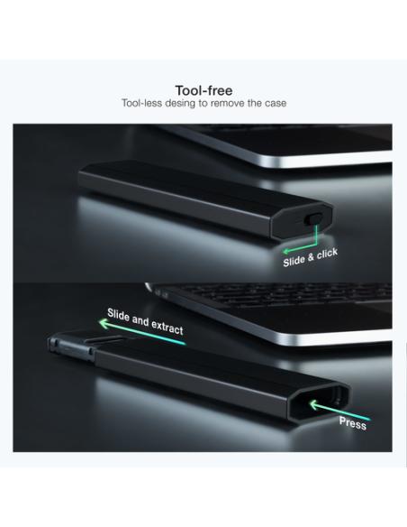 TooQ Shura Caja externa para unidad de estado sólido (SSD) Negro M.2