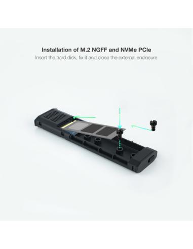 TooQ Shura Caja externa para unidad de estado sólido (SSD) Negro M.2