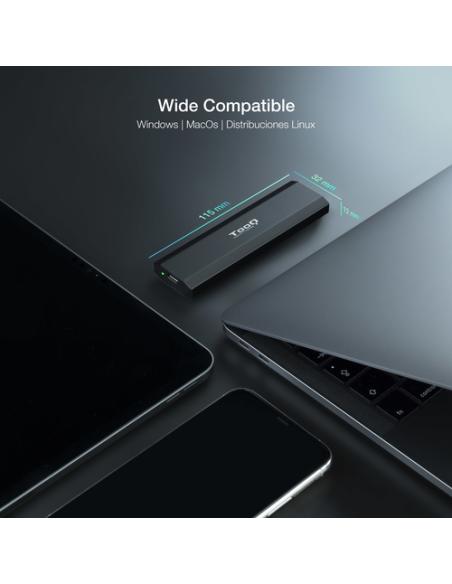 TooQ Shura Caja externa para unidad de estado sólido (SSD) Negro M.2