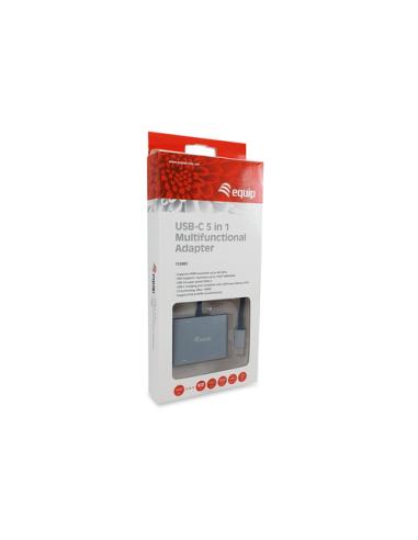 Equip Adaptador multifunción USB-C 5 en 1, HDMI, VGA (HD15), PD 100W, USB3.0, AUX