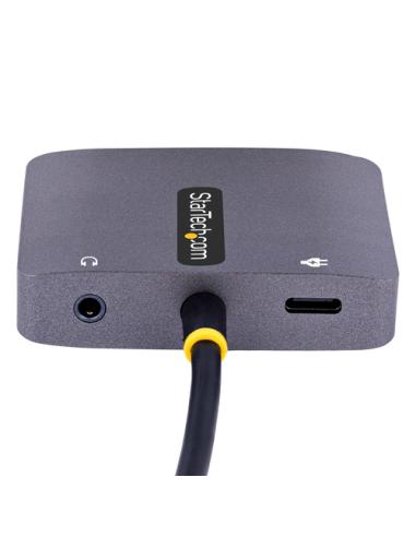 StarTech.com Adaptador de Vídeo USB C, Adaptador Multipuertos USB Tipo C a HDMI VGA con Salida de Audio de 3,5mm, HDR 4K a 60Hz,
