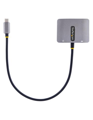 StarTech.com Adaptador de Vídeo USB C, Adaptador Multipuertos USB Tipo C a HDMI VGA con Salida de Audio de 3,5mm, HDR 4K a 60Hz,