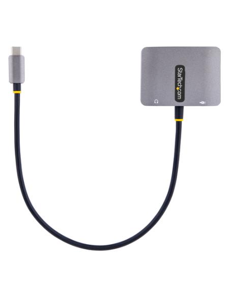 StarTech.com Adaptador de Vídeo USB C, Adaptador Multipuertos USB Tipo C a HDMI VGA con Salida de Audio de 3,5mm, HDR 4K a 60Hz,