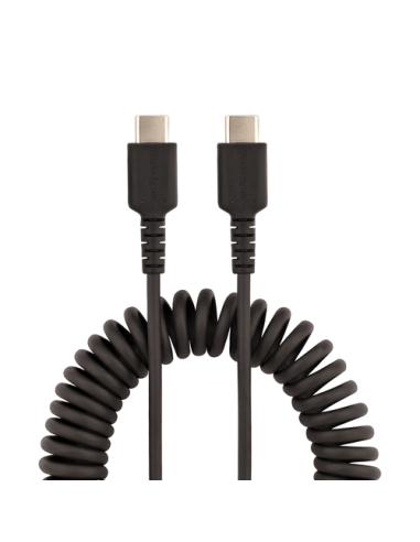 StarTech.com Cable de 1m de Carga USB C a USB C, Cable USB Tipo C Rizado de Carga Rápida y Servicio Pesado, Cable USB 2.0 USBC, 