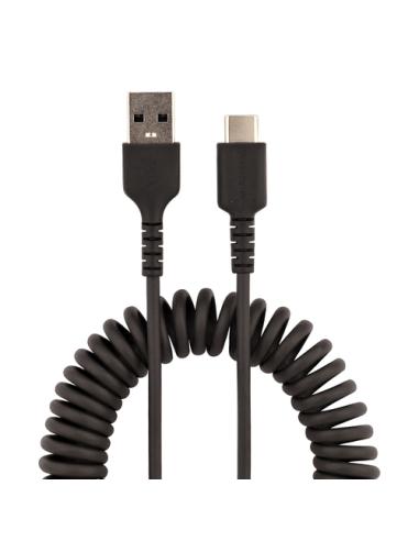 StarTech.com Cable de 50cm de Carga USB A a USB C, Cable USB Tipo C Rizado de Carga Rápida y Servicio Pesado, Cable USB 2.0 A a 