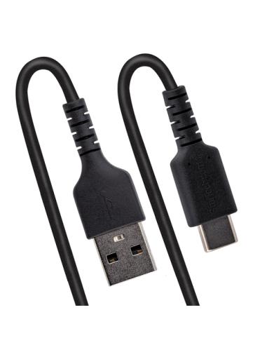 StarTech.com Cable de 50cm de Carga USB A a USB C, Cable USB Tipo C Rizado de Carga Rápida y Servicio Pesado, Cable USB 2.0 A a 