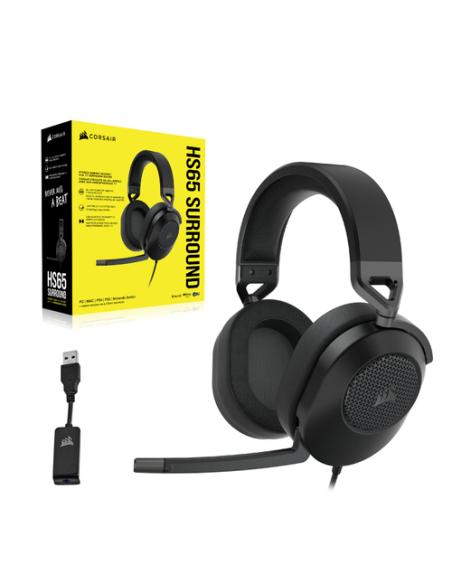 Corsair HS65 SURROUND Auriculares Alámbrico De mano Juego Carbono