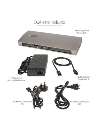 StarTech.com Docking Station Thunderbolt 4, PD de 96W, para 1 Monitor de 8K/para 2 Monitores de 4K 60Hz, 3xTB4/USB4, 4xUSB-A/SD/