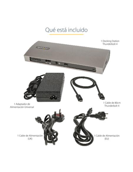 StarTech.com Docking Station Thunderbolt 4, PD de 96W, para 1 Monitor de 8K/para 2 Monitores de 4K 60Hz, 3xTB4/USB4, 4xUSB-A/SD/