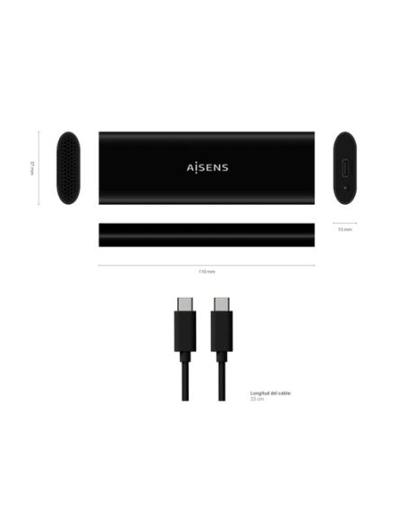 AISENS Caja Externa M.2 (NGFF) ASM2-014B SATA/NVMe A USB3.1 Gen2, Negro
