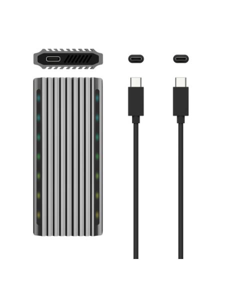 AISENS Caja Externa M.2 RGB Gaming ASM2-RGB011GR SATA/NVMe A USB3.1 Gen2, Gris