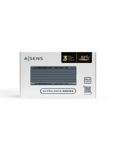 AISENS Caja Externa M.2 RGB Gaming ASM2-RGB011GR SATA/NVMe A USB3.1 Gen2, Gris