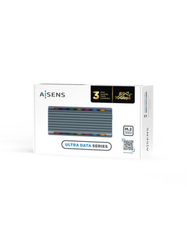 AISENS Caja Externa M.2 RGB Gaming ASM2-RGB011GR SATA/NVMe A USB3.1 Gen2, Gris