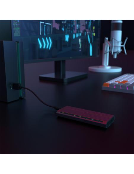 AISENS Caja Externa M.2 RGB Gaming ASM2-RGB011GR SATA/NVMe A USB3.1 Gen2, Gris