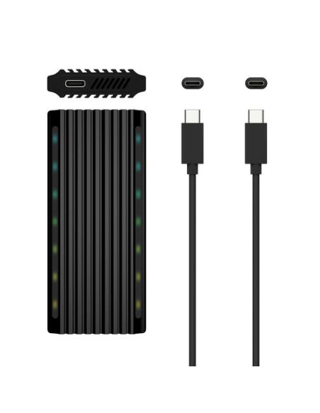 AISENS Caja Externa M.2 RGB Gaming ASM2-RGB012B SATA/NVMe A USB3.1 Gen2, Negra