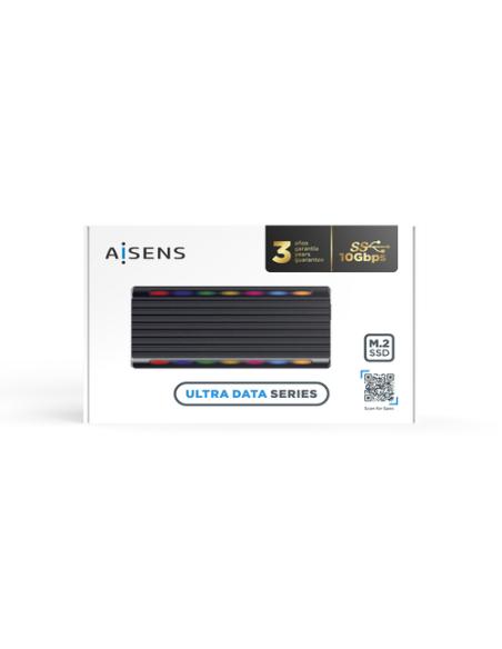 AISENS Caja Externa M.2 RGB Gaming ASM2-RGB012B SATA/NVMe A USB3.1 Gen2, Negra