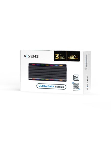 AISENS Caja Externa M.2 RGB Gaming ASM2-RGB012B SATA/NVMe A USB3.1 Gen2, Negra