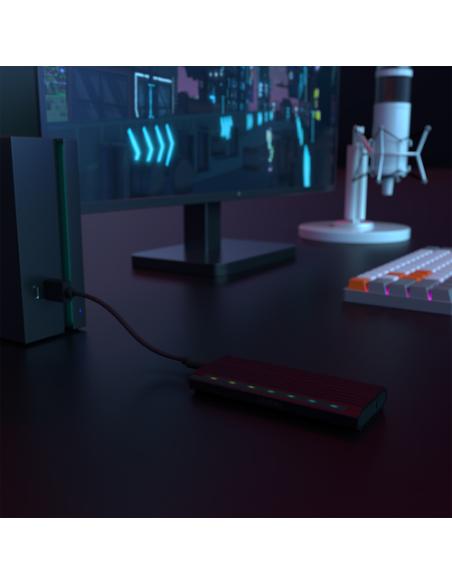 AISENS Caja Externa M.2 RGB Gaming ASM2-RGB012B SATA/NVMe A USB3.1 Gen2, Negra