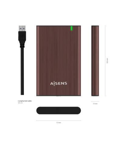 AISENS Caja Externa 2.5" ASE-2525BWN 9.5 mm SATA A USB 3.0/USB 3.1 Gen1, Marron