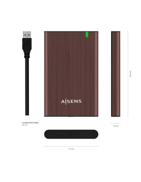 AISENS Caja Externa 2.5" ASE-2525BWN 9.5 mm SATA A USB 3.0/USB 3.1 Gen1, Marron