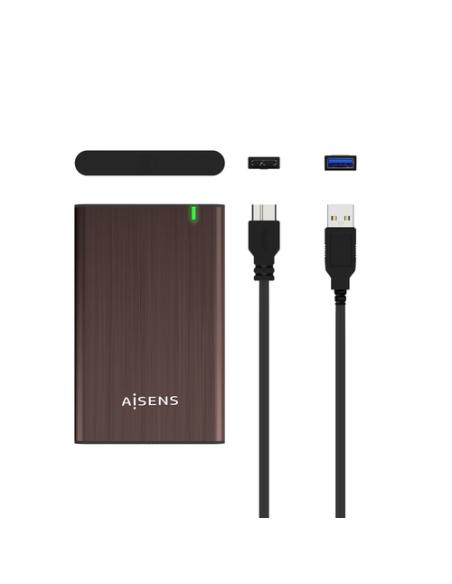 AISENS Caja Externa 2.5" ASE-2525BWN 9.5 mm SATA A USB 3.0/USB 3.1 Gen1, Marron