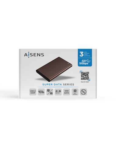 AISENS Caja Externa 2.5" ASE-2525BWN 9.5 mm SATA A USB 3.0/USB 3.1 Gen1, Marron