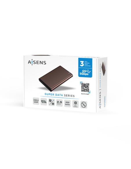 AISENS Caja Externa 2.5" ASE-2525BWN 9.5 mm SATA A USB 3.0/USB 3.1 Gen1, Marron