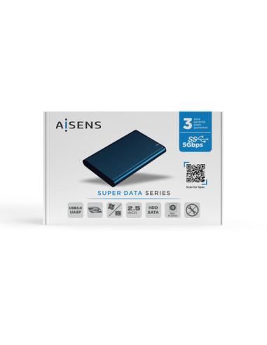 AISENS Caja Externa 2.5" ASE-2525PB 9.5 mm SATA A USB 3.0/USB 3.1 Gen1, Azul Pacifico