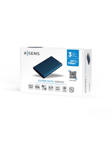 AISENS Caja Externa 2.5" ASE-2525PB 9.5 mm SATA A USB 3.0/USB 3.1 Gen1, Azul Pacifico