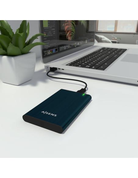 AISENS Caja Externa 2.5" ASE-2525PB 9.5 mm SATA A USB 3.0/USB 3.1 Gen1, Azul Pacifico