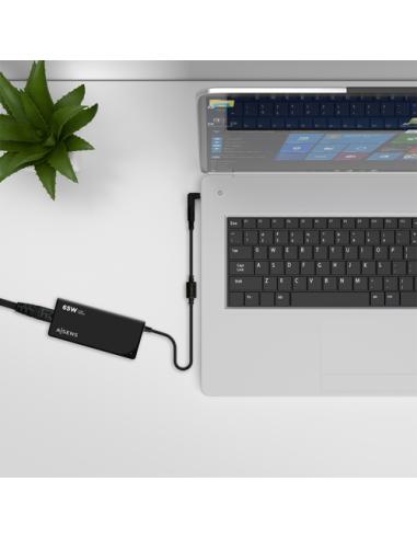 AISENS Cargador 65 W Automatico Universal Multitension Para Portatil Con 9 Conectores + USB-A QC.3.0