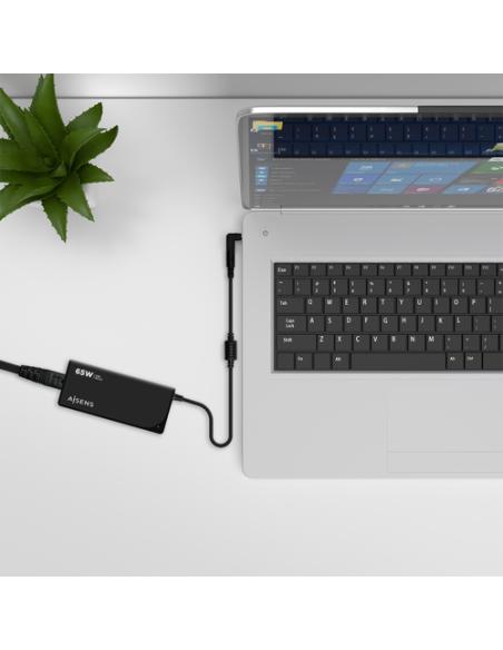 AISENS Cargador 65 W Automatico Universal Multitension Para Portatil Con 9 Conectores + USB-A QC.3.0