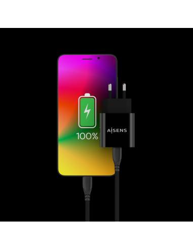 AISENS Cargador USB-C PD3.0 1 Puerto 1x USB-C 20 W, Negro