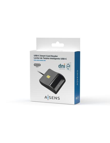 AISENS Lector De Tarjeta Inteligente DNI, USB-C, Negro