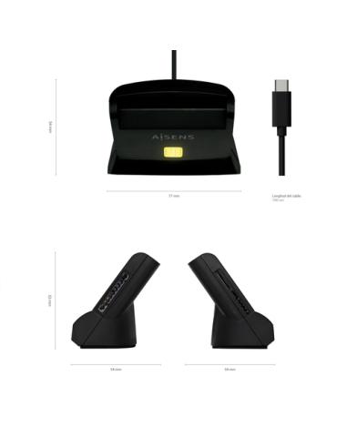 AISENS Lector De Tarjeta Dni Con Lector De Tarjetas SIM, SD, Micro SD, MMC, RS-MMC, MMC Micro, USB-C, Negro