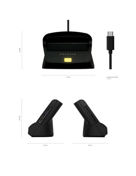 AISENS Lector De Tarjeta Dni Con Lector De Tarjetas SIM, SD, Micro SD, MMC, RS-MMC, MMC Micro, USB-C, Negro