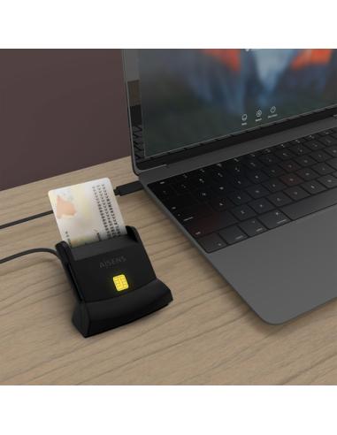 AISENS Lector De Tarjeta Dni Con Lector De Tarjetas SIM, SD, Micro SD, MMC, RS-MMC, MMC Micro, USB-C, Negro