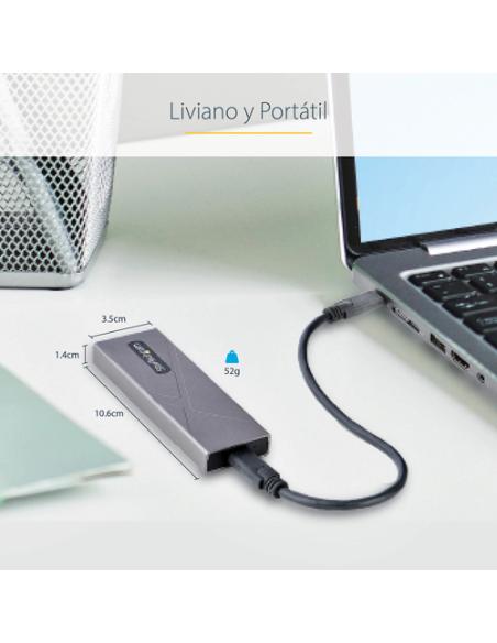 StarTech.com Caja Externa de Aluninio USB-C 10Gbps a NVMe M.2 o SSD M.2 SATA - Sin Herramientas para SSD M.2 NGFF PCIe/SATA - co