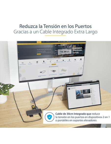 StarTech.com Adaptador Multipuertos USB C de Vídeo 4K a 60Hz, con Hub de 3 Puertos USB-A de 5Gbps, Entrega de Alimentación USB d