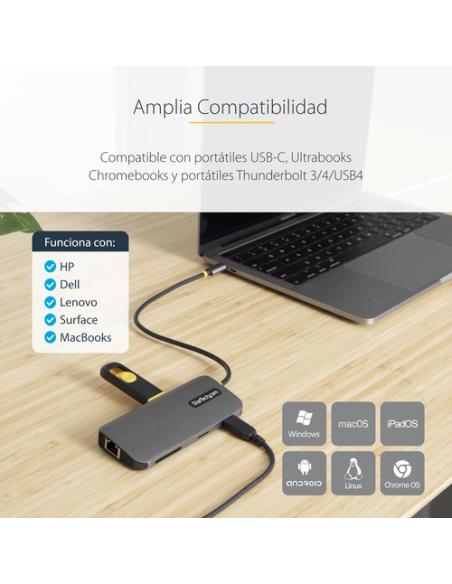 StarTech.com Adaptador Multipuertos USB C de Vídeo 4K a 60Hz, con Hub de 3 Puertos USB-A de 5Gbps, Entrega de Alimentación USB d