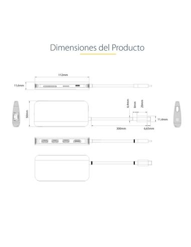 StarTech.com Adaptador Multipuertos USB C de Vídeo 4K a 60Hz, con Hub de 3 Puertos USB-A de 5Gbps, Entrega de Alimentación USB d