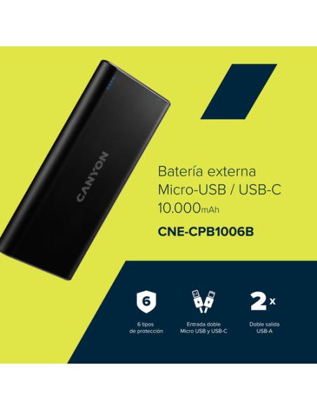 Canyon Powerbank (batería externa) PB-106 10000 mAh Negro