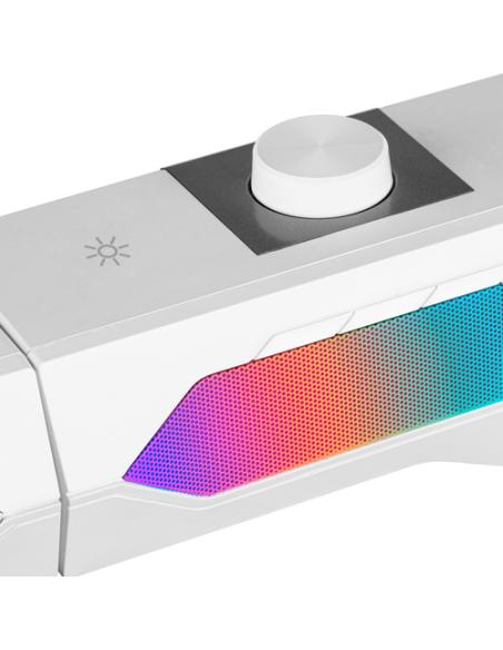 Mars Gaming ALTAVOZ BLUETOOTH MSDUO WHITE 2 EN 1 CONVERTIBLE EN SOBREMESA 2.0 O SOUNDBAR BT 5.0 ILUMINACION RGB