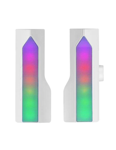 Mars Gaming ALTAVOZ BLUETOOTH MSDUO WHITE 2 EN 1 CONVERTIBLE EN SOBREMESA 2.0 O SOUNDBAR BT 5.0 ILUMINACION RGB