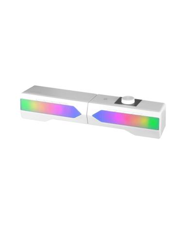 Mars Gaming ALTAVOZ BLUETOOTH MSDUO WHITE 2 EN 1 CONVERTIBLE EN SOBREMESA 2.0 O SOUNDBAR BT 5.0 ILUMINACION RGB
