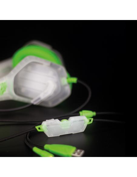 Blade Gaming Ghost Auriculares Alámbrico Diadema Juego Verde, Transparente, Blanco